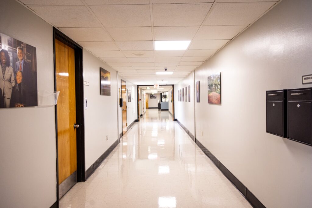 Examination room with medical equipment