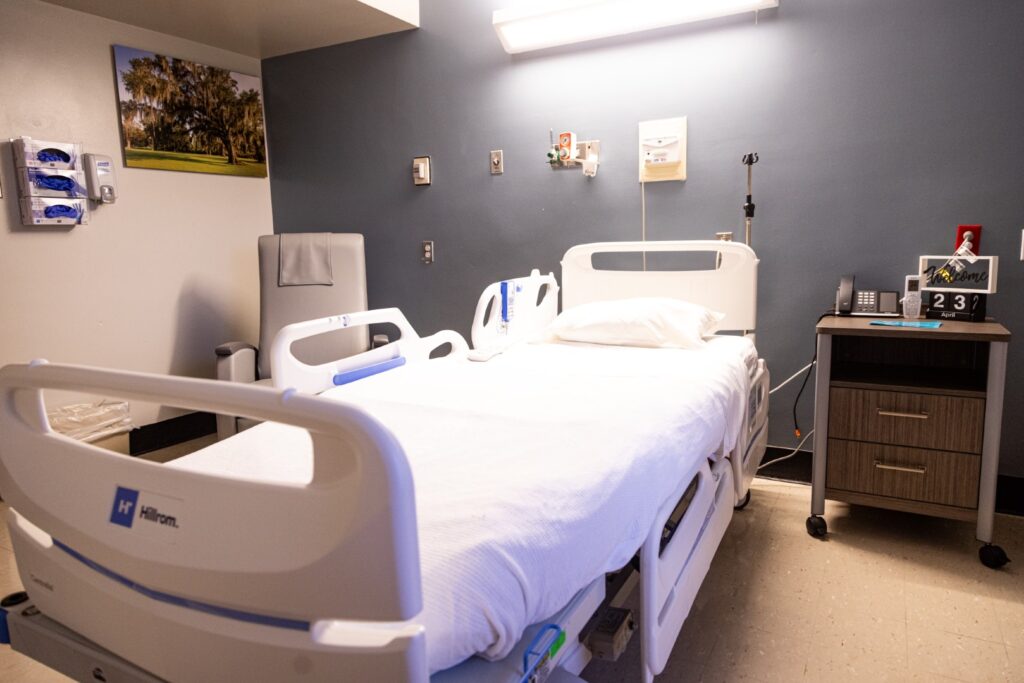 Patient room with bedside monitoring area