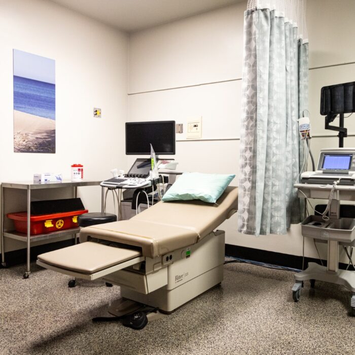 Exam room with computer workstation