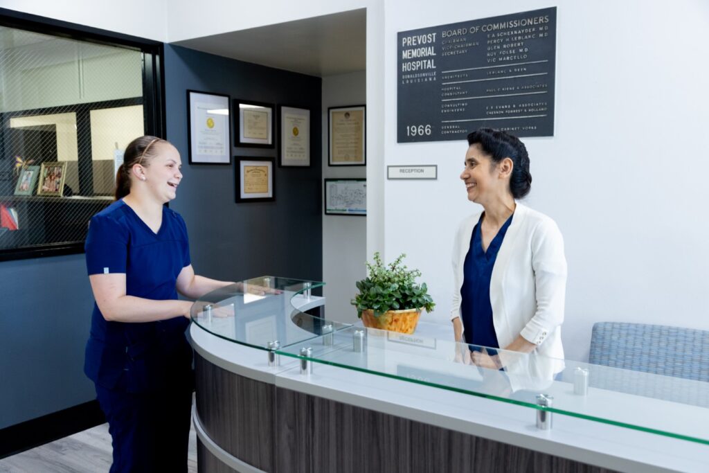 Hospital check-in desk and front area